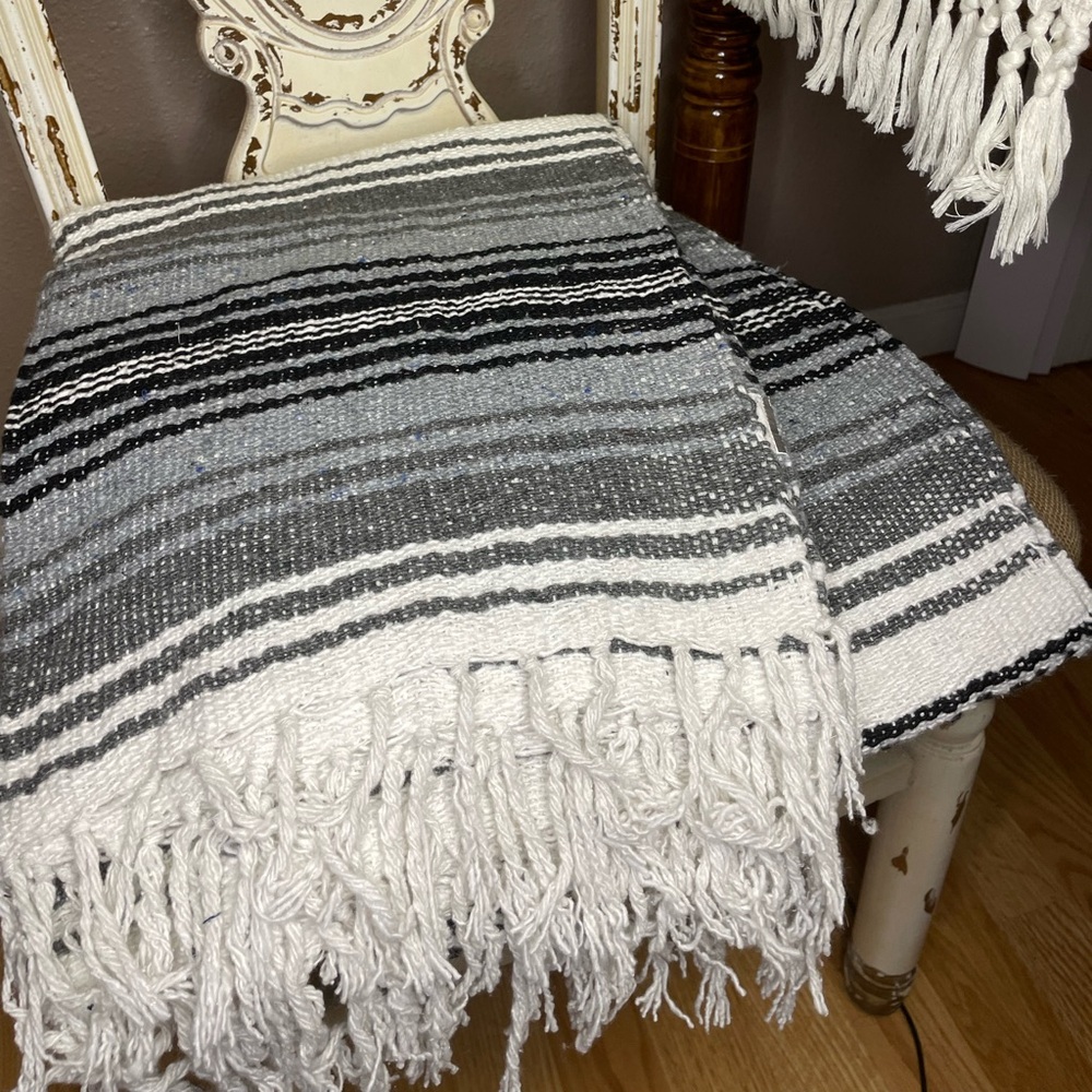 New Grey Mexican Falsa Blanket